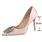 Kitten Heel Rhinestone Pumps for Women's Wedding High Heels
