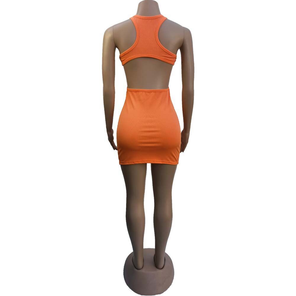 Ribbed Knit Scoop Neck Side Cutout Bodycon Mini Dress