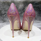 Pink Sequined Women Pointed Toe High Heels for Wedding Party and Bridal Shoes