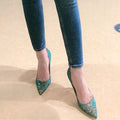 Shiny Green Sequins Pointy Toe High Heel Stiletto Pumps