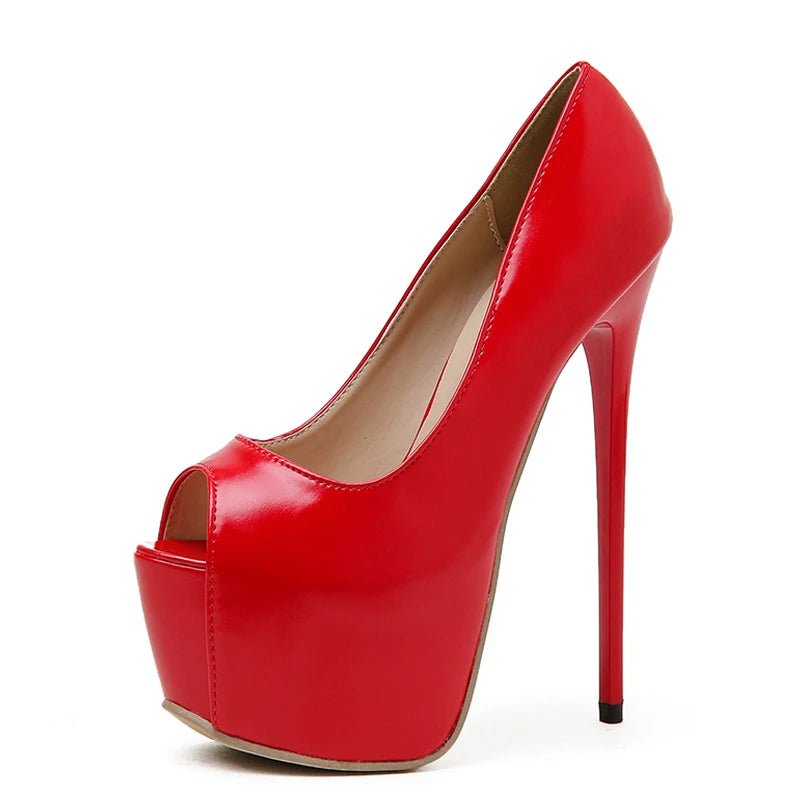 Red Platform Pumps Women Ultra High Stiletto Heels 17CM