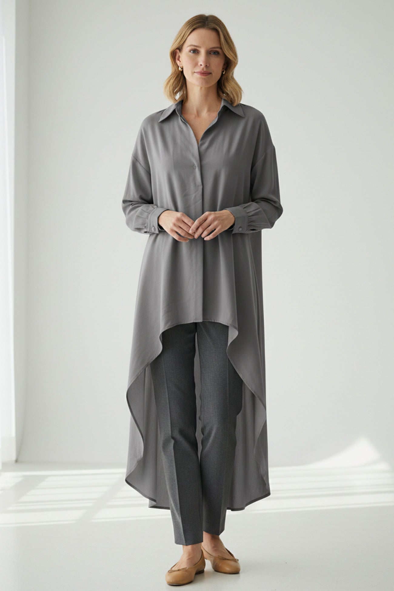 High Low Single-breasted Blouse