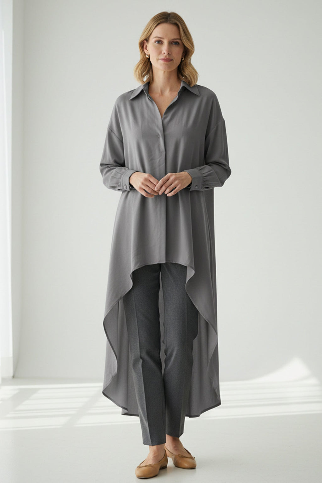 High Low Single-breasted Blouse