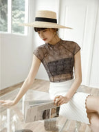 High Neck Mesh Top