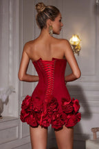 Niaca Strapless Flower Mini Dress