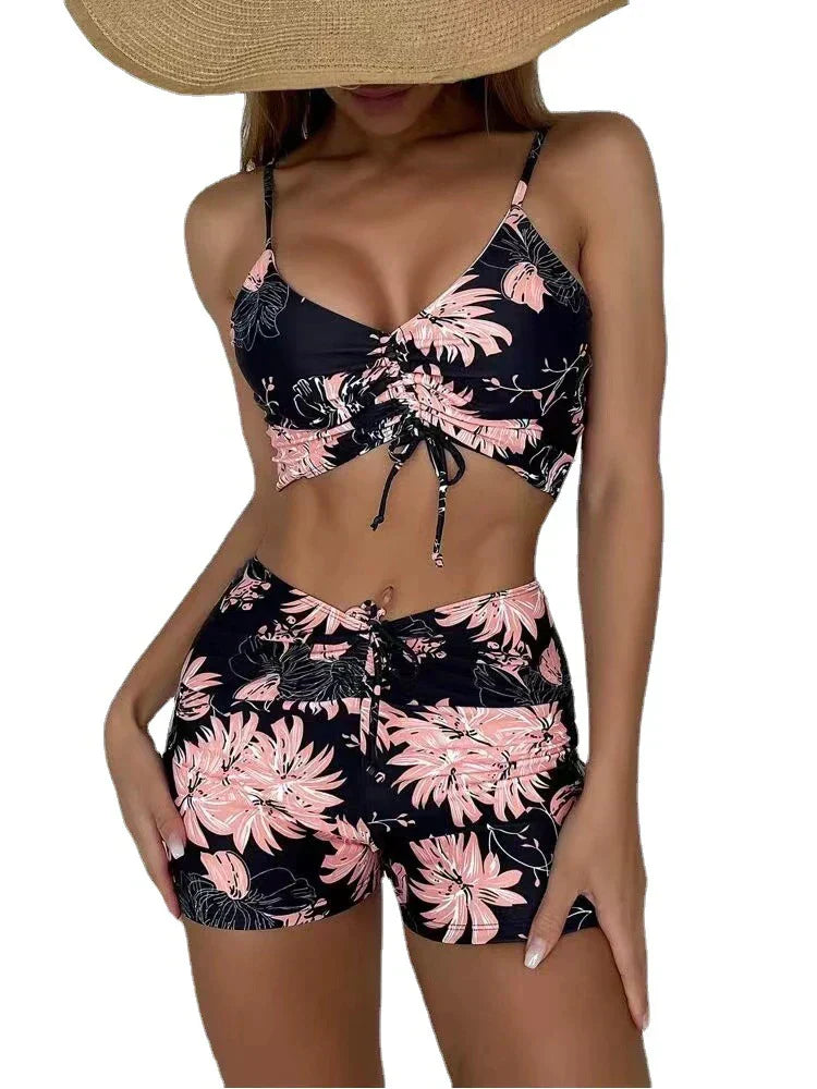 | 3-Piece Ombre Lace Bikini Swimsuit with Skirt