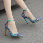 Hot Sexy Colorful Rivet Transparent PVC Buckle Strap Party High Heel