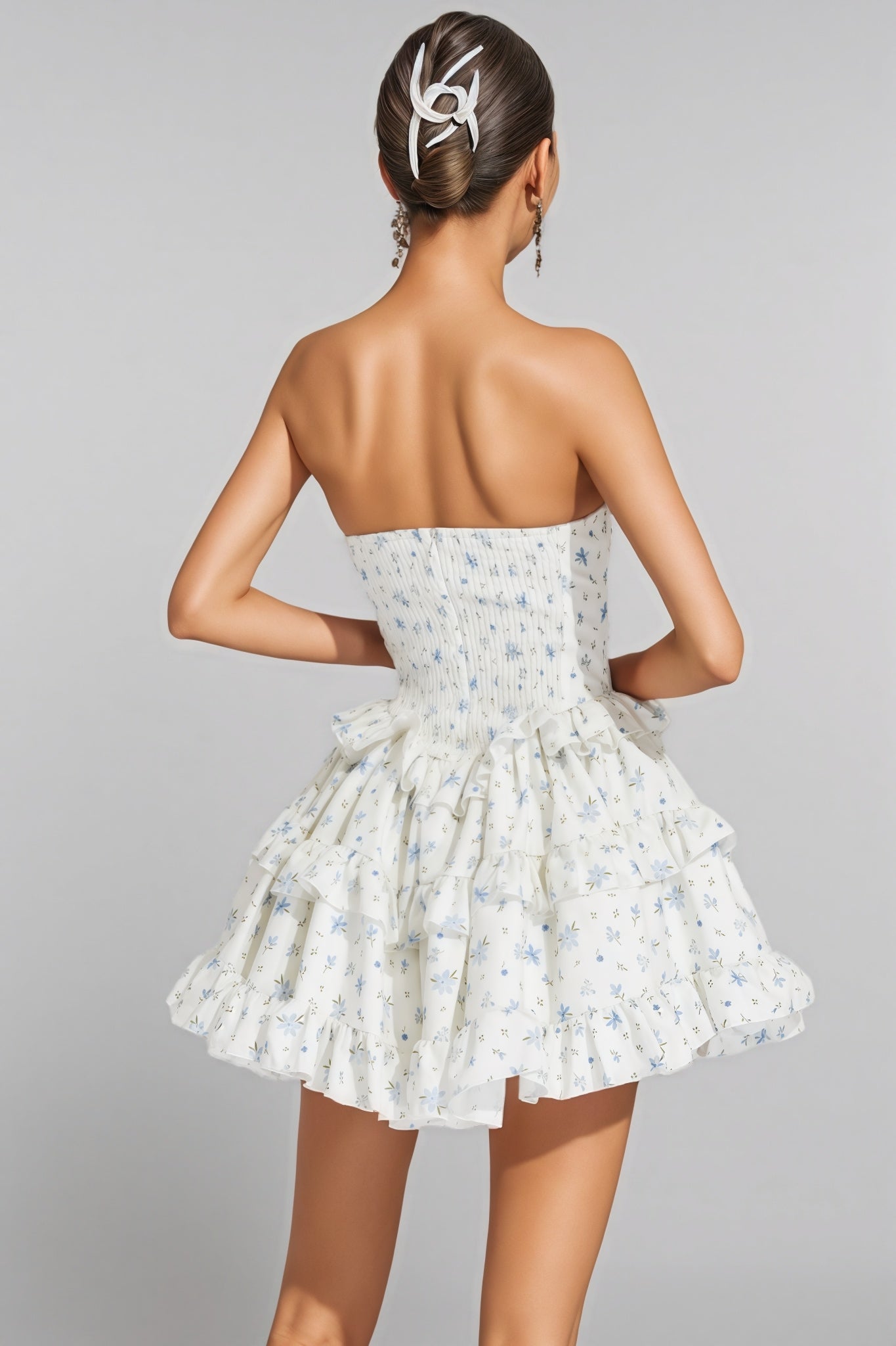 Helena White Floral Cake Tutu Mini Dress