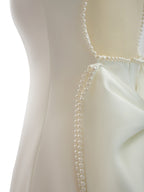 Party Dress Mini White Jewel Neck Pearls Sleeveless Backless Sexy Semi Formal Dress