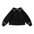 Original Autumn Winter Long Lapel Striped Black Single Coat