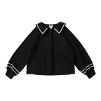 Original Autumn Winter Long Lapel Striped Black Single Coat