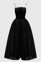 Viera Black Split Halter Midi Dress