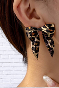 Animal Leopard Print Bow Earrings _ Bold, Stylish Statement Earrings