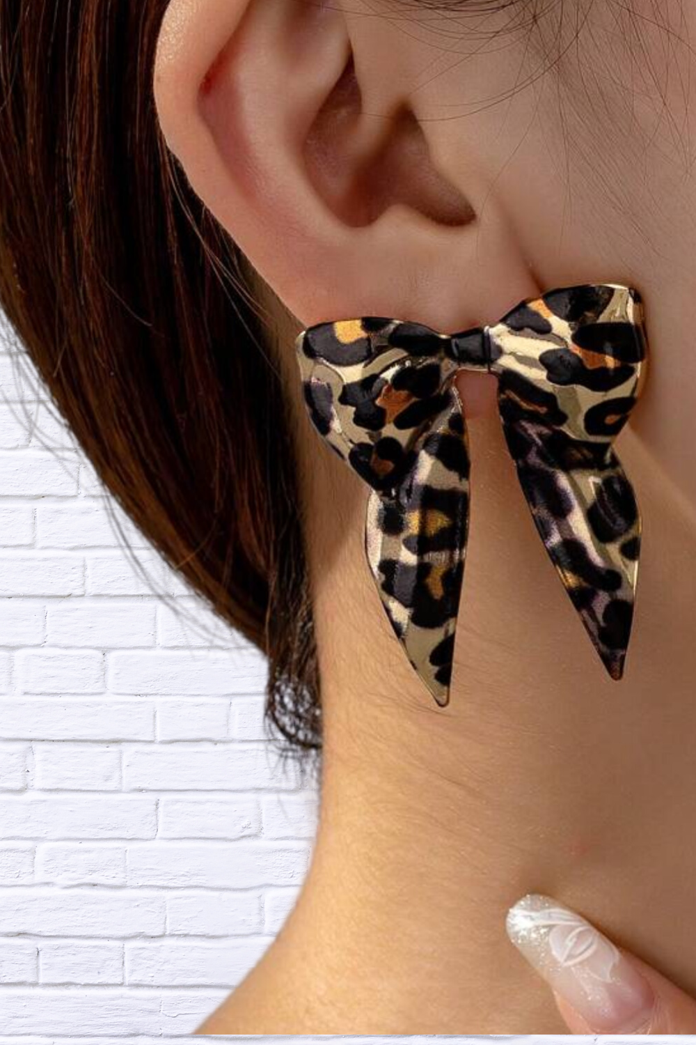 Animal Leopard Print Bow Earrings _ Bold, Stylish Statement Earrings