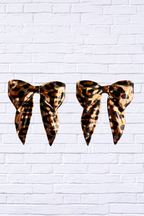 Animal Leopard Print Bow Earrings _ Bold, Stylish Statement Earrings