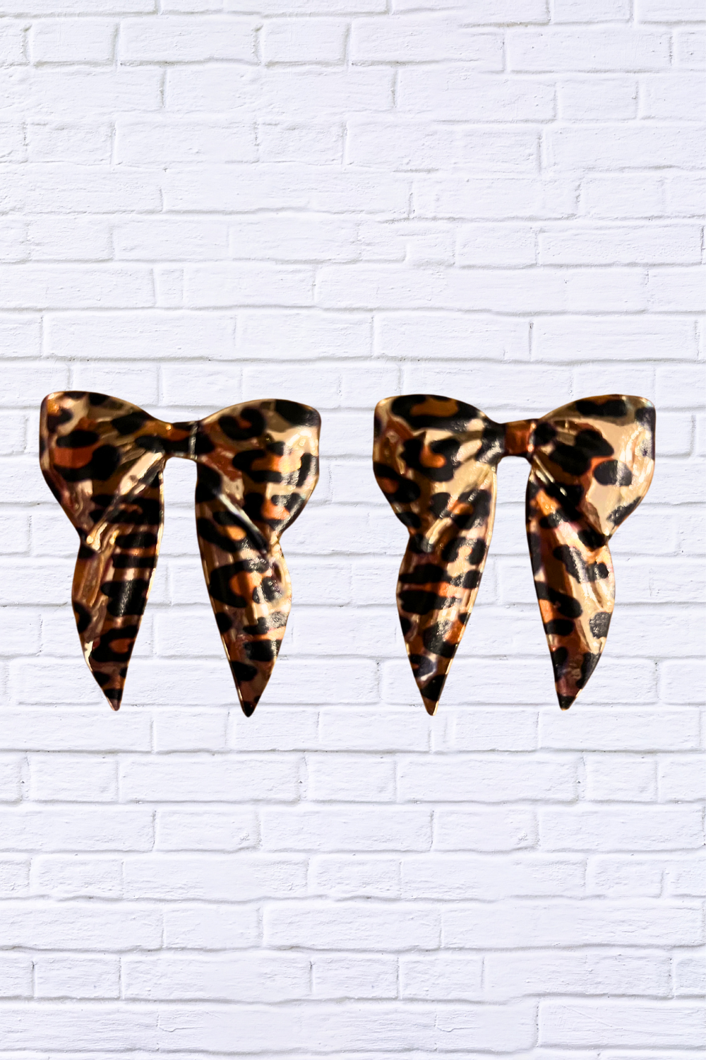 Animal Leopard Print Bow Earrings _ Bold, Stylish Statement Earrings