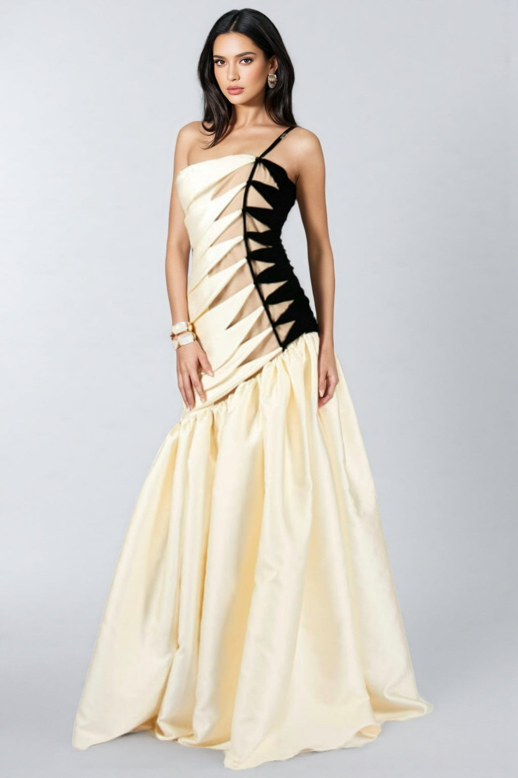 Branda Fishtail Satin Maxi Dress