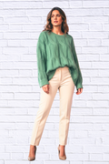 Round Neck Cable Knit Sweater _ Women__ Cozy Textured Knit Pullover for Effortless Everyday Style