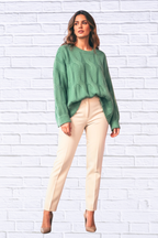 Round Neck Cable Knit Sweater _ Women__ Cozy Textured Knit Pullover for Effortless Everyday Style