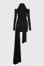 Tata Hollow Black Split Mini Dress