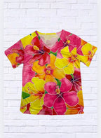 Short Sleeve T-Shirt with Digital Floral Print _ Casual Spring/Summer Must-Have