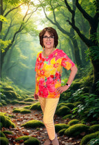 Short Sleeve T-Shirt with Digital Floral Print _ Casual Spring/Summer Must-Have