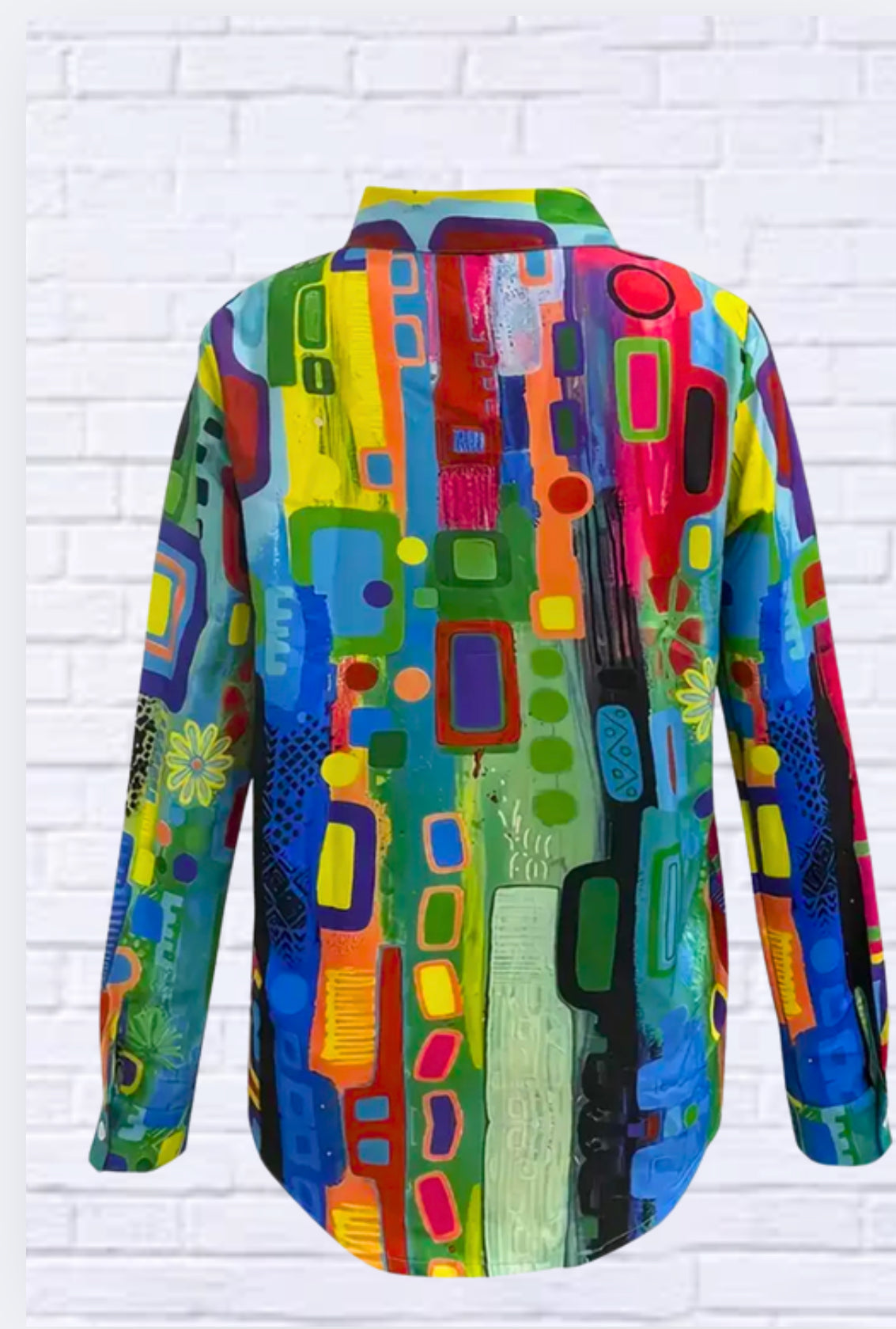 Geometric Print Classic Button-Up Shirt _ Versatile Work-to-Weekend Style