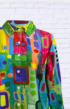 Geometric Print Classic Button-Up Shirt _ Versatile Work-to-Weekend Style