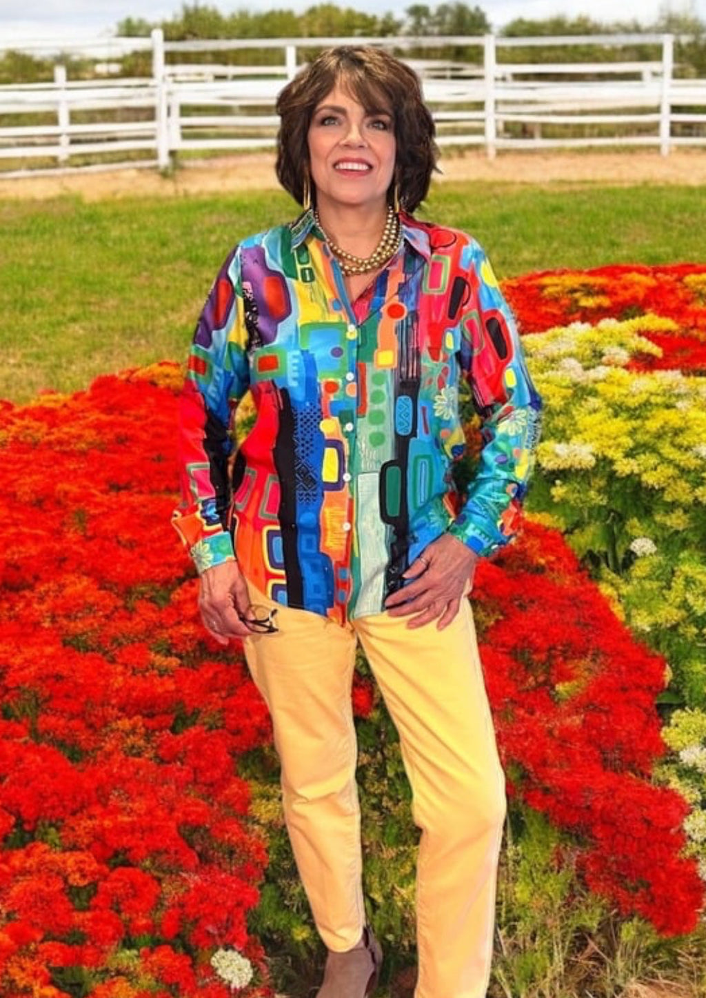 Geometric Print Classic Button-Up Shirt _ Versatile Work-to-Weekend Style