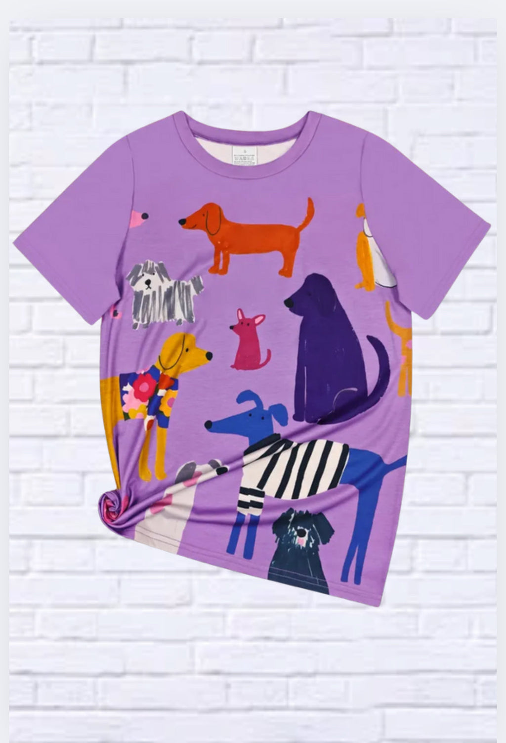 Animal Print Dog Pattern Casual Short Sleeve T-Shirt _ Light Purple Fun for Summer!