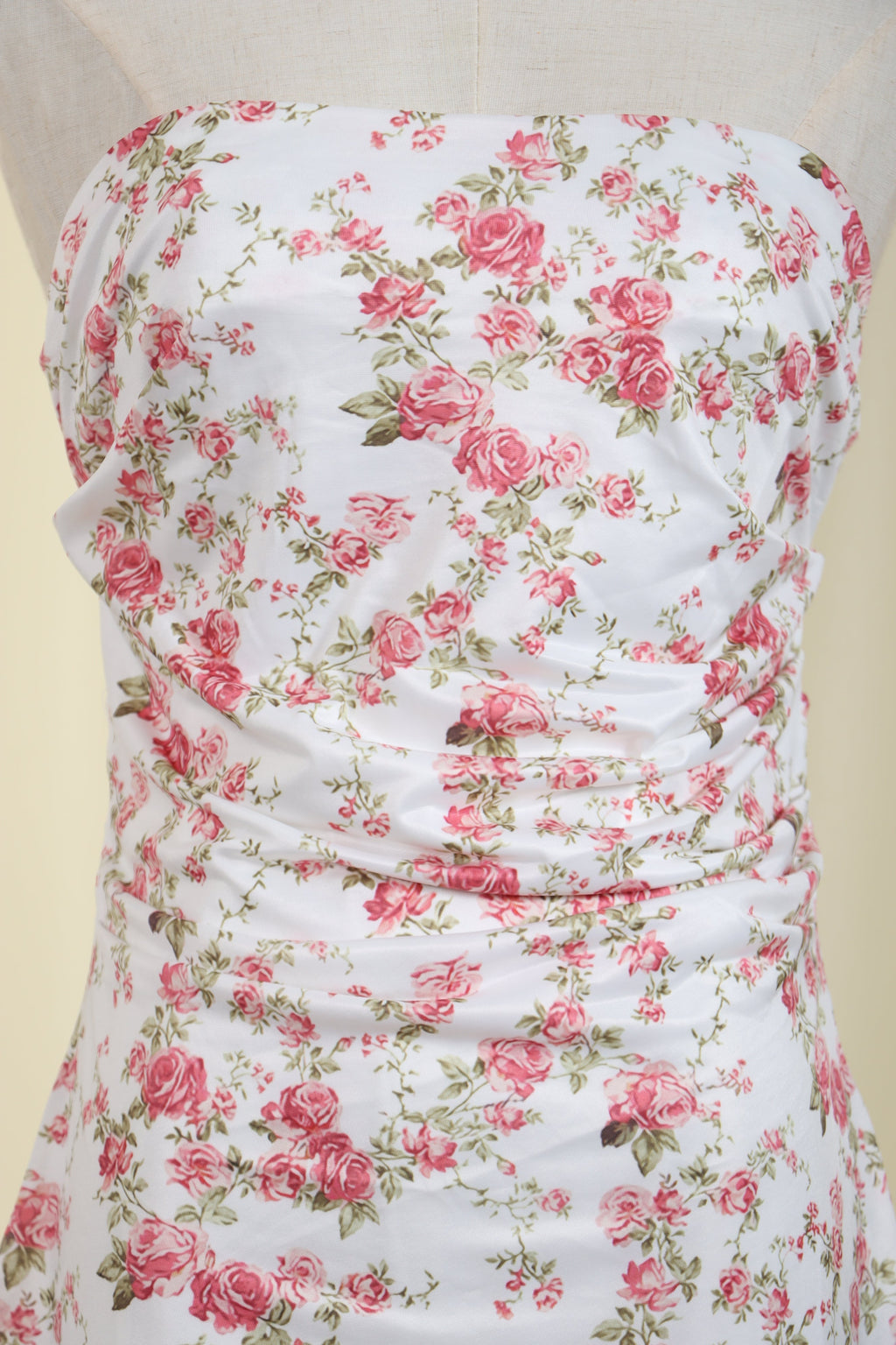 White Rose Print Mini Dress