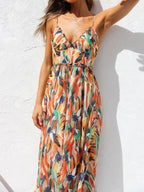 Floral Ruffle - Trim Midi Tank Dress