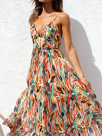 Floral Ruffle - Trim Midi Tank Dress