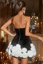 Tyne Strapless Flower Velvet Mini Dress