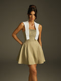 Strapless Quilted Shoulder Cape Ruched Panel Fit and Flare Mini Dress