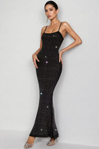 Russell Black Embellished Mesh Maxi Dress