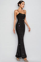 Russell Black Embellished Mesh Maxi Dress