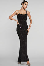 Russell Black Embellished Mesh Maxi Dress