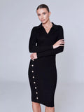 Inner Wear Sweater Knitted Dress Elegant Polo Collar Hip for