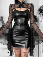 PVC Harness O-Ring Sweetheart Corset Bodycon Mini Dress