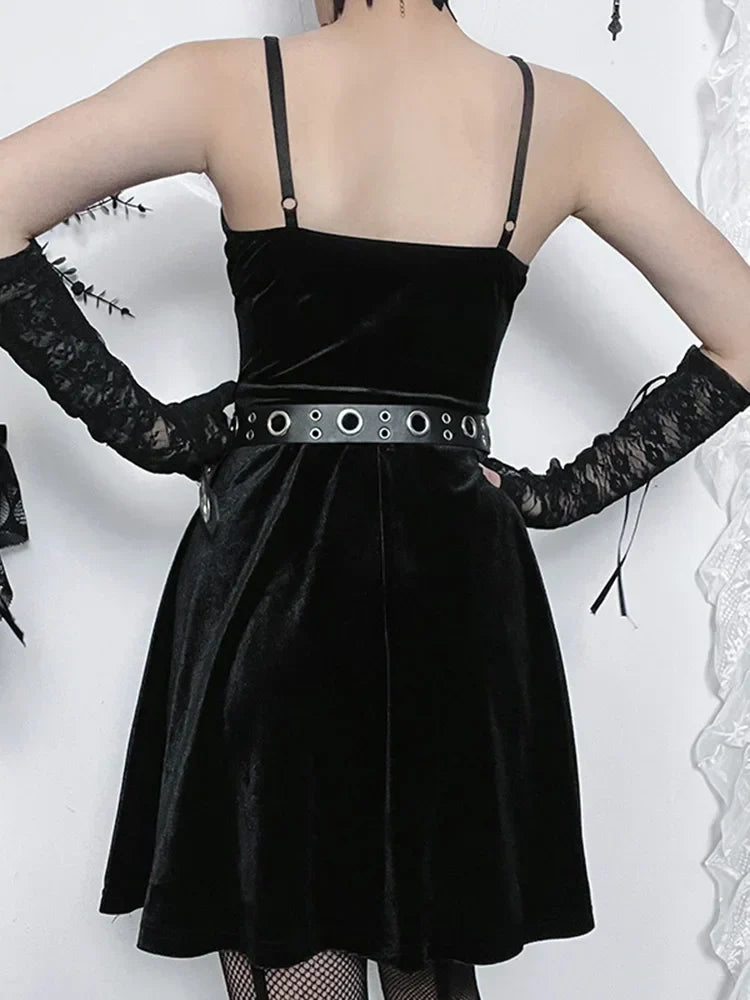 Velvet Sweetheart Button Front Cape Collar Mini Dress