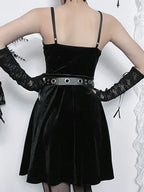 Velvet Sweetheart Button Front Cape Collar Mini Dress
