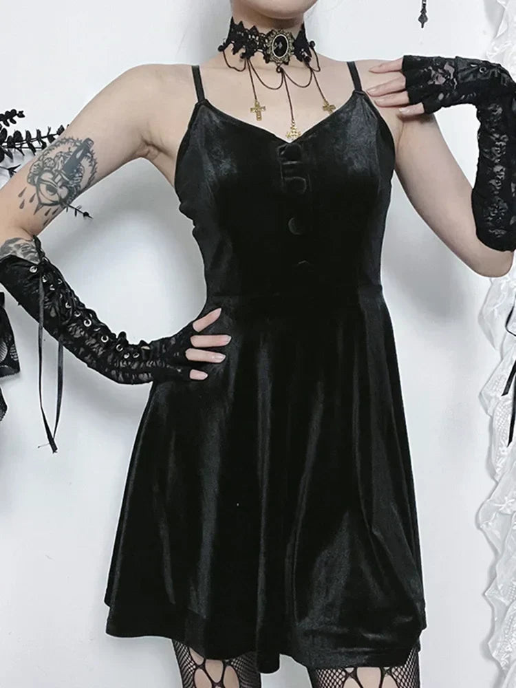 Velvet Sweetheart Button Front Cape Collar Mini Dress