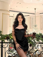 Velvet Corset Sweetheart Bustier Mini Dress