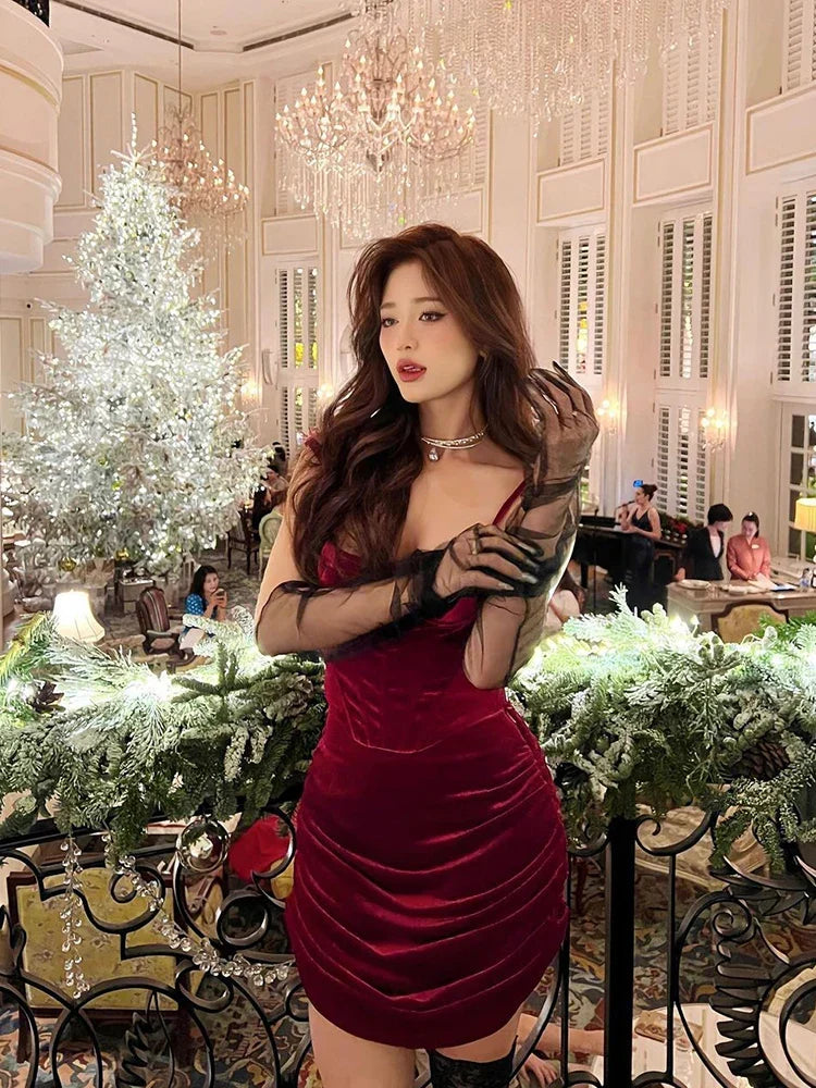 Velvet Corset Sweetheart Bustier Mini Dress