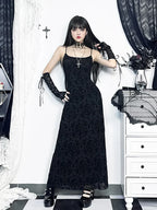 Jacquard Cross Print Spaghetti Strap Bodycon Maxi Dress