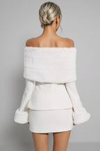 Irene Furry Coat Mini Dress Two-Piece Set