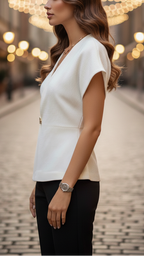 | Women's Wrap Front V Neck Blouse