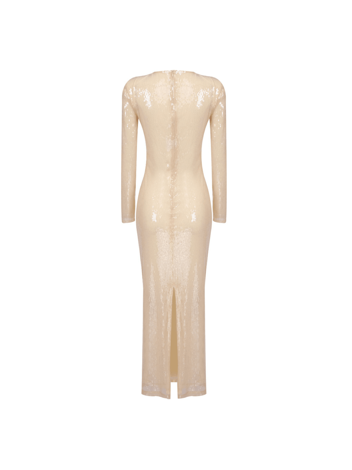 Sequin Long Sleeve Deep V-Neck Midriff Cutout 3D Floral Appliqué Maxi Dress