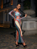 Ishi Off Shoulder Maxi Dress In Multi
